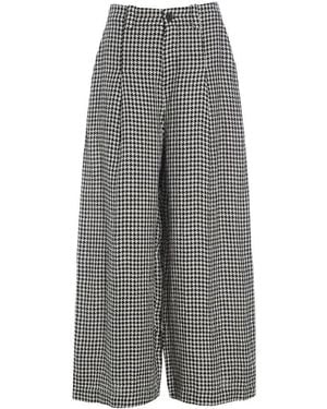 Bitte Kai Rand Pepita Weite Leinenhose - Grau