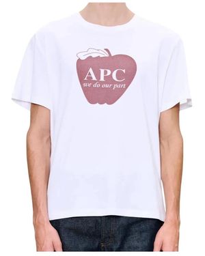 A.P.C. Tops ,Wit ,Katoen Pomme T-Shirt