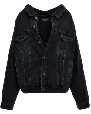 Balenciaga Blaue Denimjacke Stilvoll Und Poliert - Schwarz