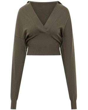 Stella McCartney Kapuzen-Strickpullover Mit V-Ausschnitt - Grün