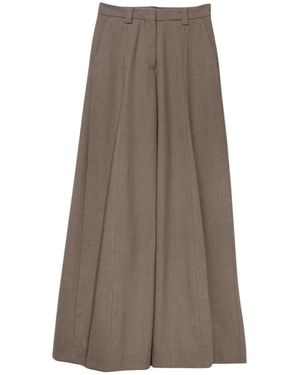 Thelatest Broeken ,Wol Chino's Met Wijde Pijpen - Bruin