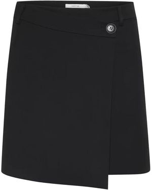 Gestuz Rokken ,Zwart ,Polyester Wikkelrok Kort Regular Fit