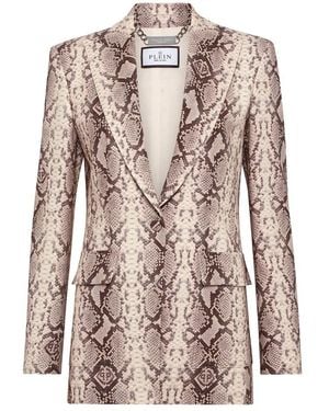 Philipp Plein Jassen ,Satijn Python-Print Satin Blazer - Roze