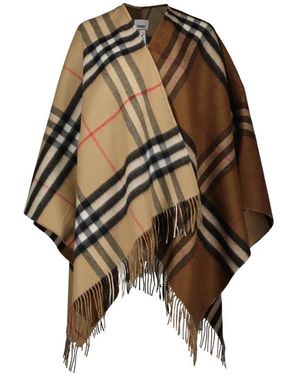 Burberry Kariertes Poncho Für Frauen - Braun