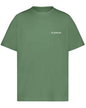flâneur Khaki Logo T-Shirt Baumwolle - Grün