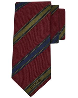 Ferragamo Accessoires ,Veelkleurig ,Cravatta Jacquard Regimental - Rood