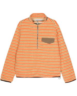 RANRA Kragi Sweatshirt Mit Halbem Reißverschluss Und Streifen - Orange