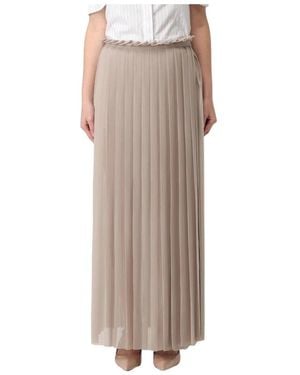 Ami Paris Geplooide Maxi Rok Elegant En Wijdvallend - Bruin