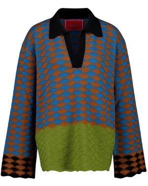 La DoubleJ V-Neck Knitwear - Blauw