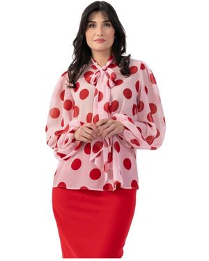 Kocca Overhemden ,Roze ,Stijlvolle Losvallende Blouse Met Stippen - Rood