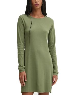 Vans Kleedjes ,Groen ,Rib Lange Mouw Jurk
