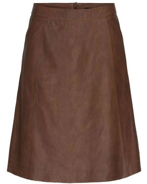 Btfcph Rokken ,Bruin ,Leer Midi A-Lijn Leren Rok Donker Cognac