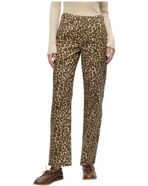 DKNY High-Rise Leopard Wide Leg - Naturel
