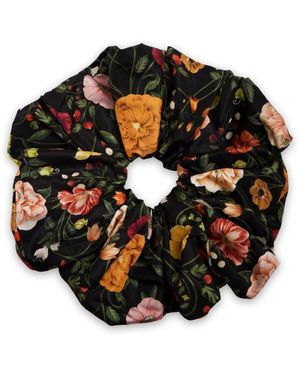 La DoubleJ Giga Scrunchie Met Bloemenpatroon - Zwart