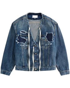 Maison Margiela Distressed Deep V Jacket - Blauw