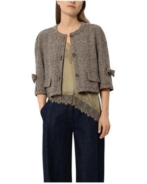 Luisa Cerano Cropped Jas Met Paillettenrand - Zwart