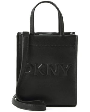 DKNY Maza Lederimitat-Tasche Mit Logo-Relief - Schwarz