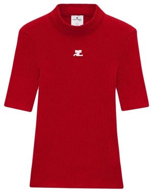 Courreges Rode Gebreide Trui Met Logo - Rood