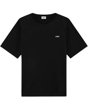 Autry T-Shirt Van Katoen Met Geborduurd Logo - Zwart