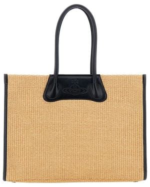 Vivienne Westwood Tassen ,Katoen Troy Tote Bag - Naturel