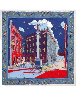 Ferragamo All-Over Palazzo Print Square Design - Blau
