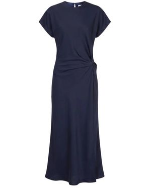 H2O Kleedjes ,Blauw ,Midi Jurk Met Zijvouw