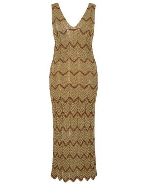 Twinset Metallic Chevron Strickkleid - Mettallic