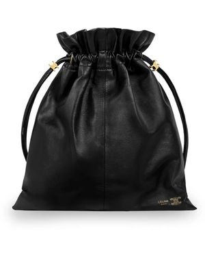 Celine Tassen ,Zwart ,Leer Drawstring Bucket Bag