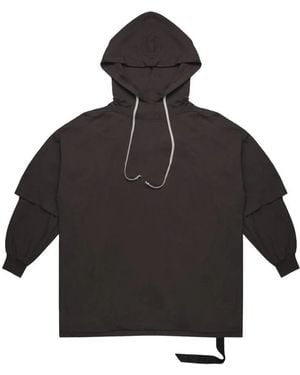 Rick Owens Hoodies & Sweatvesten ,Bruin ,Katoen Tommy Hustler Hoodie - Zwart