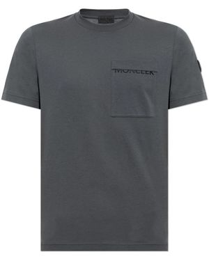 Moncler Tops ,Grijs ,Katoen T-Shirt Met Zak