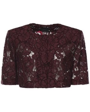 Pinko Jassen ,Rood ,Katoen Cropped Jasje Met Kantdetails - Paars