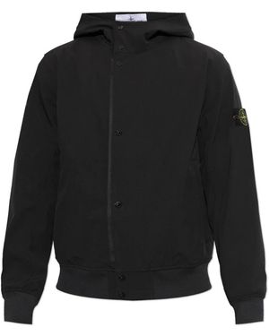 Stone Island Jassen ,Zwart ,Light Soft Shell R Hooded Jacket
