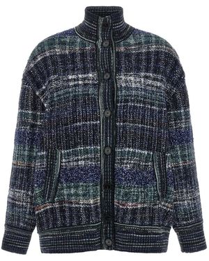 Missoni Oversize Wollmischungs-Karo-Cardigan - Blau