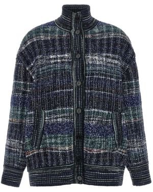 Missoni Truien & Vesten ,Blauw ,Wol Oversized Wollen Mix Vest Met Ruitpatroon