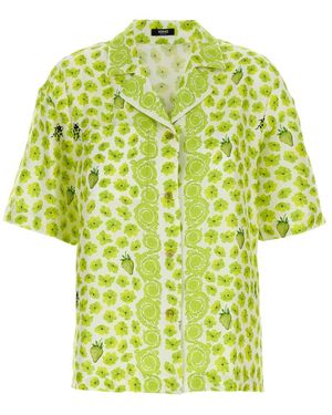 Versace Strawberry Garden Shirt Van Zijde Twill Met Print - Geel