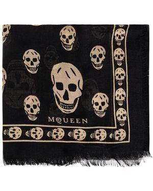 McQueen Silky Scarves - Negro