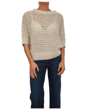 Nenette Maglia Kimono Punto Rete - Blauw