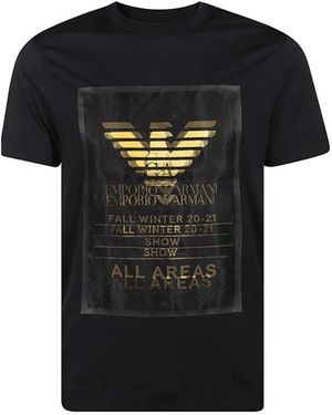 Armani Tops ,Zwart ,Katoen Blauw T-Shirt Met Korte Mouwen