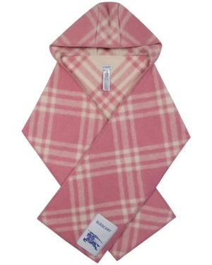 Burberry Accessoires ,Roze ,Wol Check Wolle Kapuzen-Schal - Paars