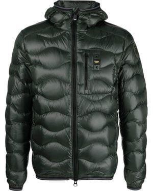 Blauer Kapuzenjacke Mit Steppung - Grün