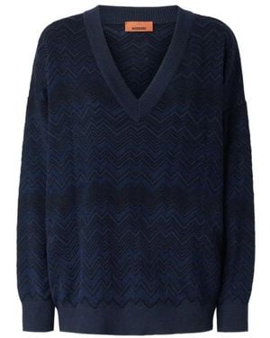 Missoni V-Neck Knitwear - Blu