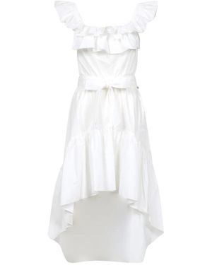 Aniye By Kleedjes ,Wit ,Katoen Midi Jurk Met Ruches