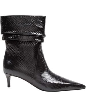 Michael Kors Textured Leather Ankle Boots - Black