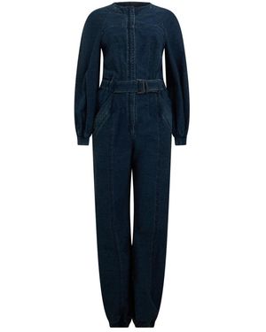 Alberta Ferretti Jumpsuits & Playsuits ,Blauw ,Katoen Lange Jumpsuit