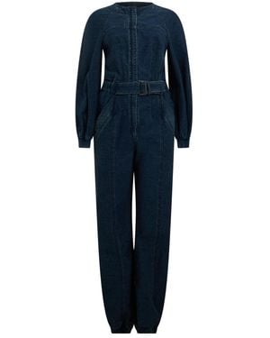 Alberta Ferretti Jumpsuits & Playsuits ,Blauw ,Katoen Lange Jumpsuit