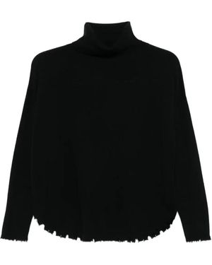 Kujten Truien & Vesten ,Zwart ,Kasjmier Mavis Roll-Neck Sweater Met Gerafelde Zoom