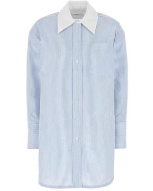 Co. Overhemden ,Blauw ,Geborduurde Oversized Poplin Shirt