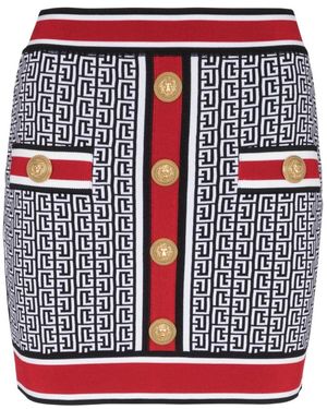Balmain Mini-rok Met Monogram - Rood