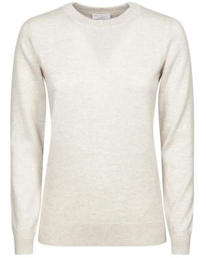 Brunello Cucinelli Round-Neck Knitwear - Blanc