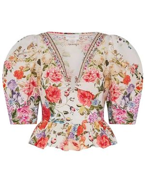 CAMILLA Top Met Pofmouwen En Hardware - Rood